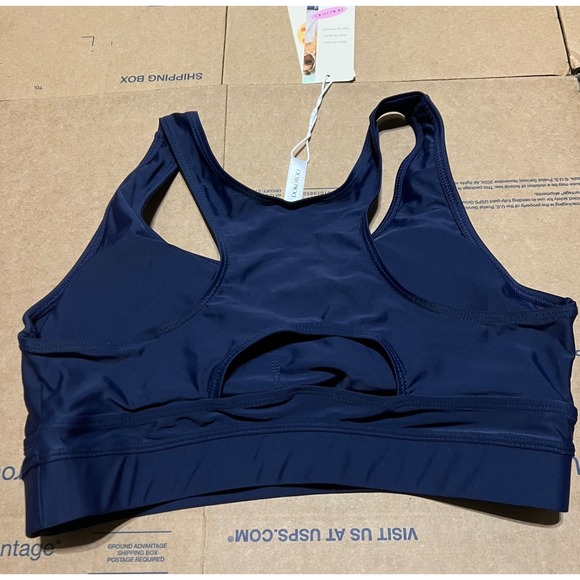 Dokotoo Womens Navy Blue Tropical Palm High Waisted Bikini Set Size M New - Picture 4 of 10